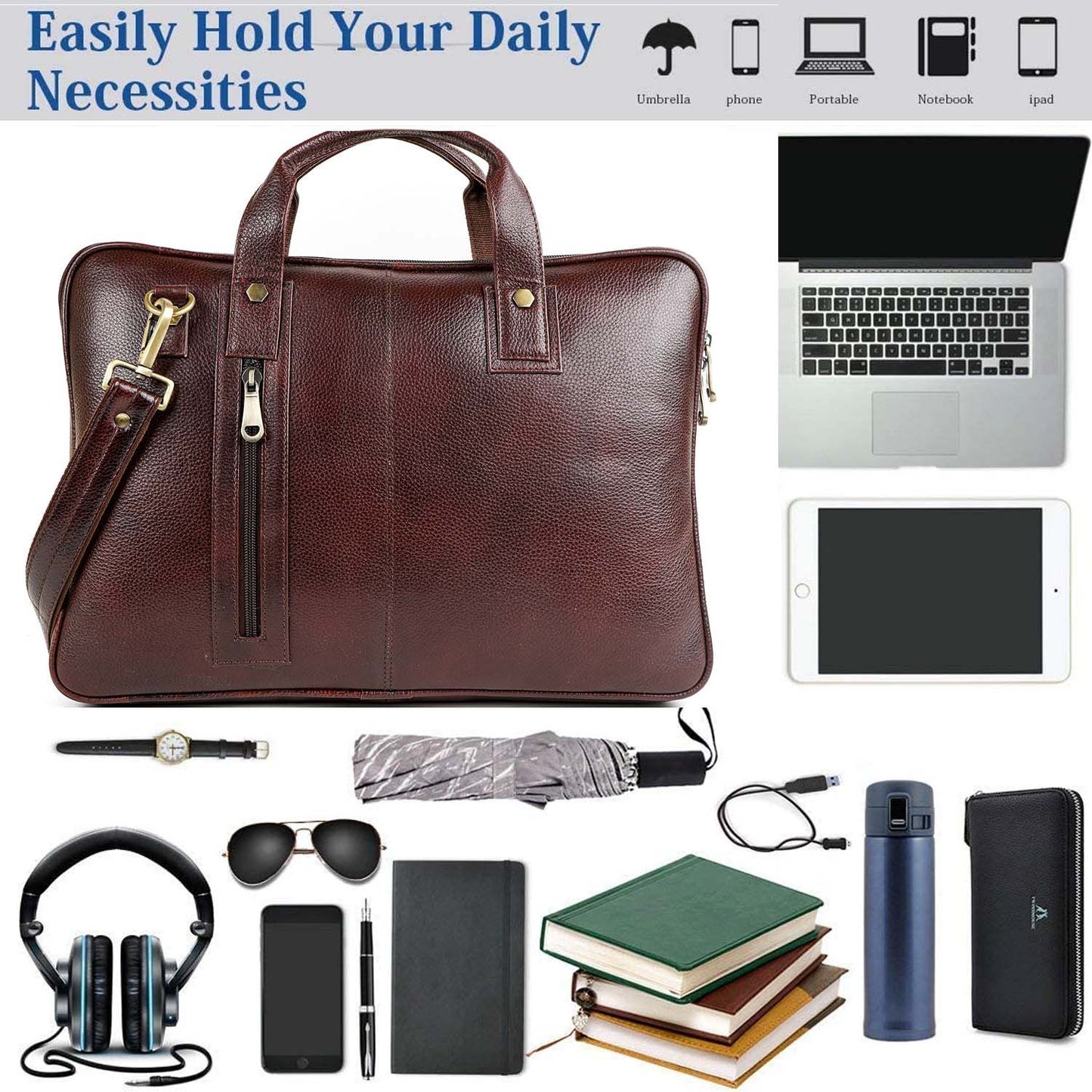 Genuine Leather Office Laptop Bag for Men