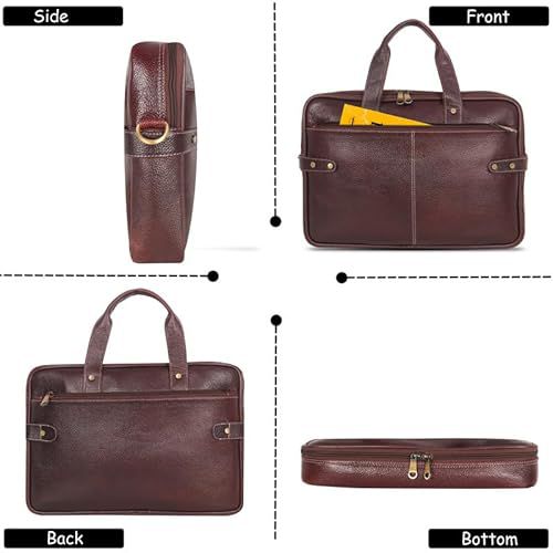 Genuine Leather Office Bag for Men – 15.6 Inch Leather Laptop Bag for Men – Men’s Leather Briefcase,