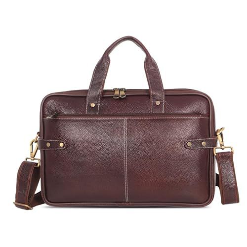 Genuine Leather Office Bag for Men – 15.6 Inch Leather Laptop Bag for Men – Men’s Leather Briefcase,