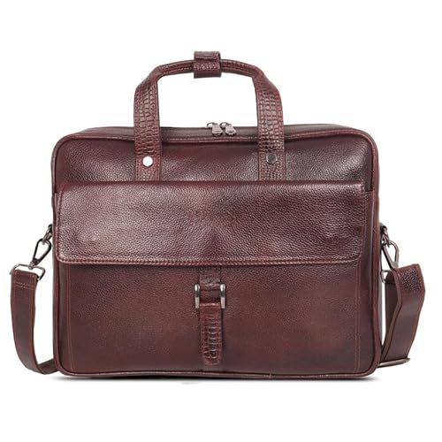 Genuine Leather Office Bag for Men – 15.6 Inch Leather Laptop Bag for Men – Men’s Leather Briefcase