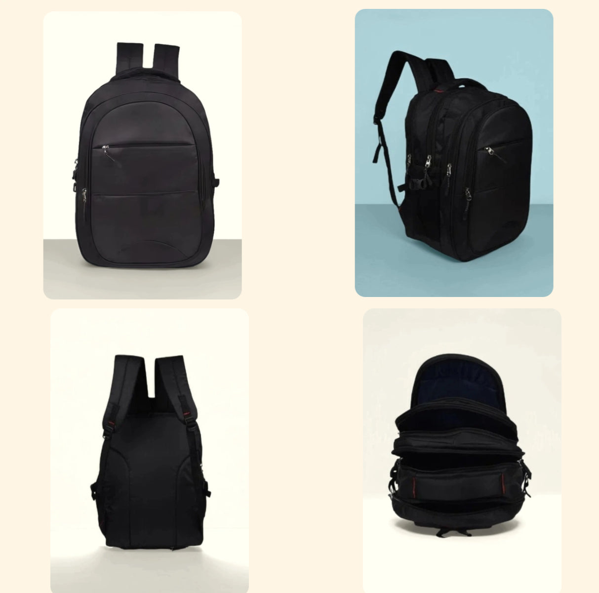 Coastal Belt Multifunctional Black Backpack for College, Office & Travel