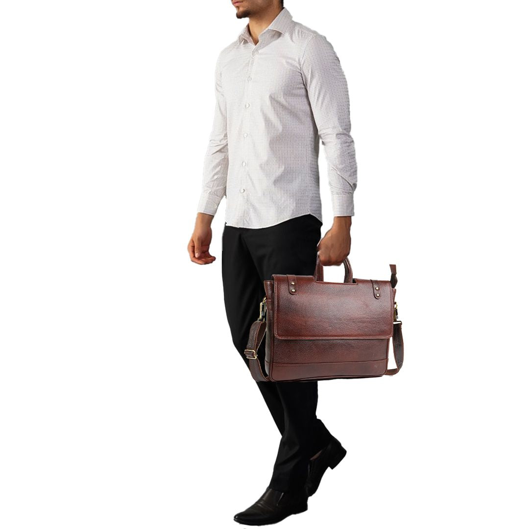Messenger Bag, Men’s Leather Briefcase & Business Travel Office Laptop Bag – Adjustable Shoulder Strap