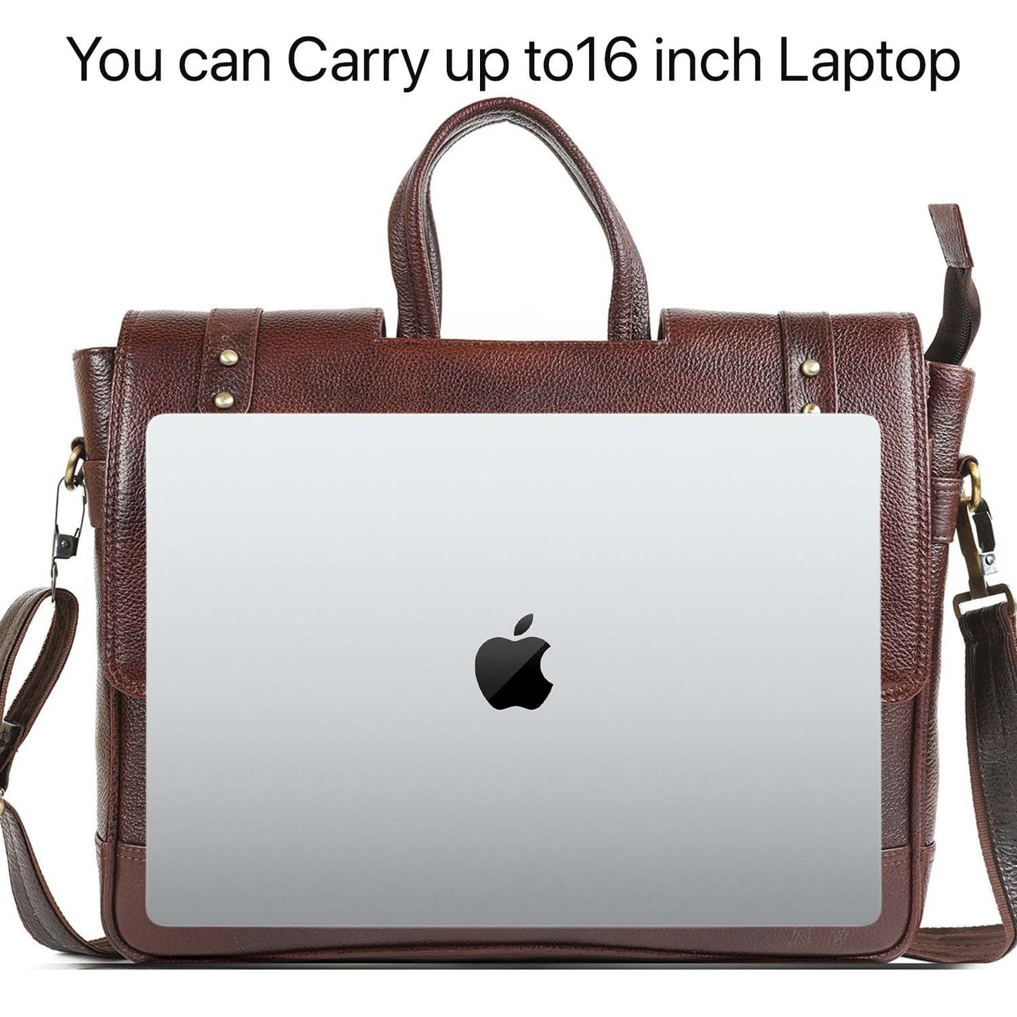 Messenger Bag, Men’s Leather Briefcase & Business Travel Office Laptop Bag – Adjustable Shoulder Strap