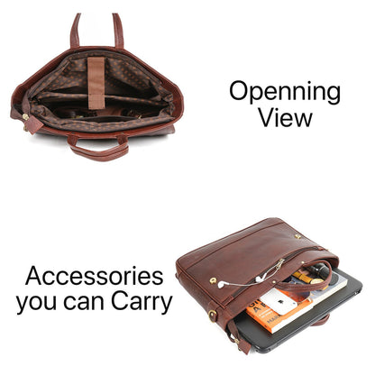 Messenger Bag, Men’s Leather Briefcase & Business Travel Office Laptop Bag – Adjustable Shoulder Strap