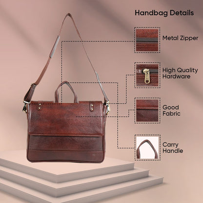 Messenger Bag, Men’s Leather Briefcase & Business Travel Office Laptop Bag – Adjustable Shoulder Strap